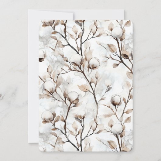 Romantic Pretty White Flowering Tree Bridal Shower Kaart (Achterkant)