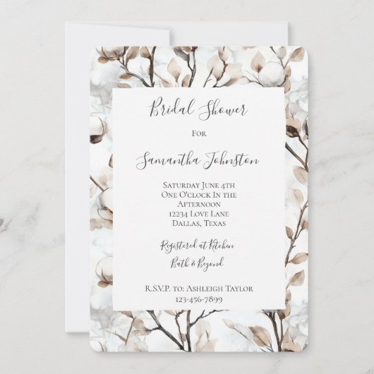 Romantic Pretty White Flowering Tree Bridal Shower Kaart (Voorkant)