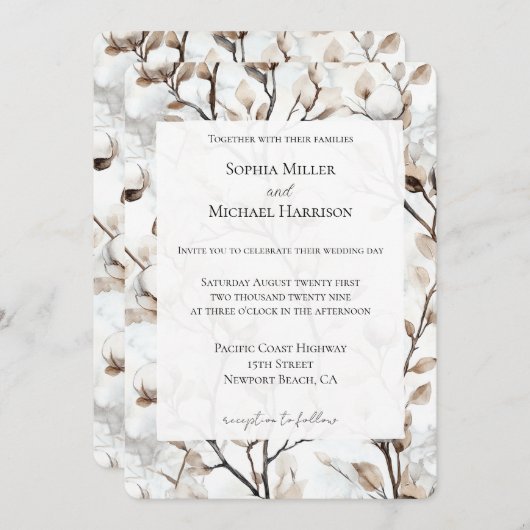 Romantic Pretty White Flowering Tree Wedding Kaart (Voorkant / Achterkant)