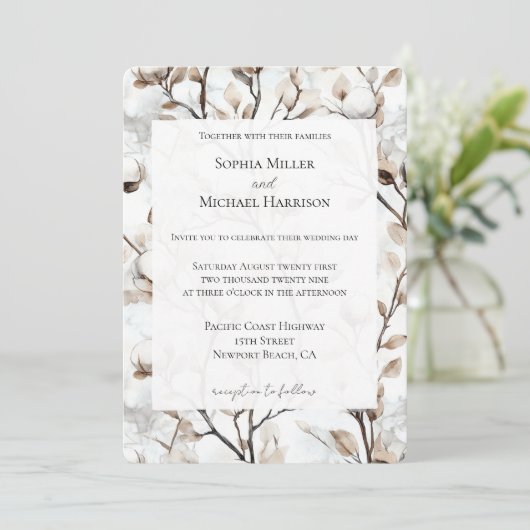 Romantic Pretty White Flowering Tree Wedding Kaart (Staand voorkant)