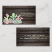 Romantic Professional Cactus, Flowers, Dark Wood Visitekaartje (Voorkant / Achterkant)