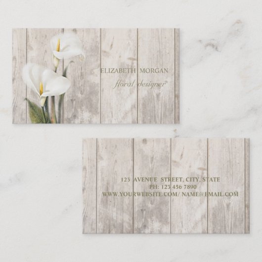 Romantic Professional, Calla, houtextuur Visitekaartje (Voorkant / Achterkant)