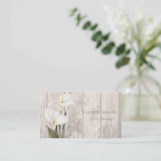 Romantic Professional, Calla, houtextuur Visitekaartje (Staand voorkant)