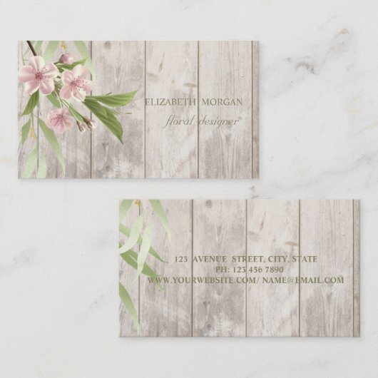 Romantic Professional Cherry Tree, houtextuur Visitekaartje (Voorkant / Achterkant)