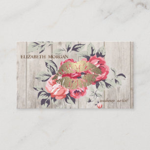 Romantic Professional Floral, lips, houtextuur Visitekaartje