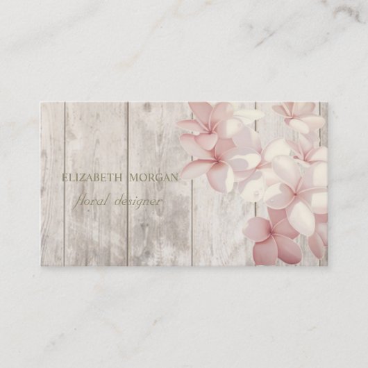 Romantic Professional, Flowers, houtextuur Visitekaartje (Voorkant)