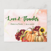 Romantic Pumpkin Autumn Leaves Fall Weddenschap Briefkaart (Voorkant)