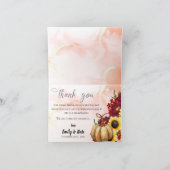 Romantic Pumpkin Autumn Leaves Fall Wedding Bedankkaart (Binnen)