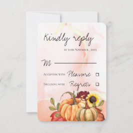 Romantic Pumpkin Sunflower Autumn Fall Wedding RSVP Kaartje