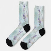 Romantic Purple Blue Floral Sokken (Links)