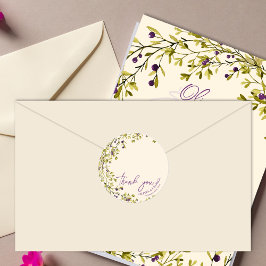 Romantic Purple & Blue Floral Wedding Thank You Ronde Sticker