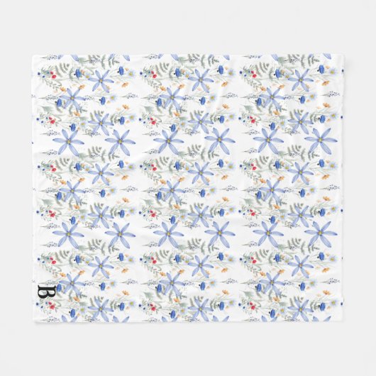 Romantic purple botanical wallpaper fleece deken (Voorkant (Horizontaal))