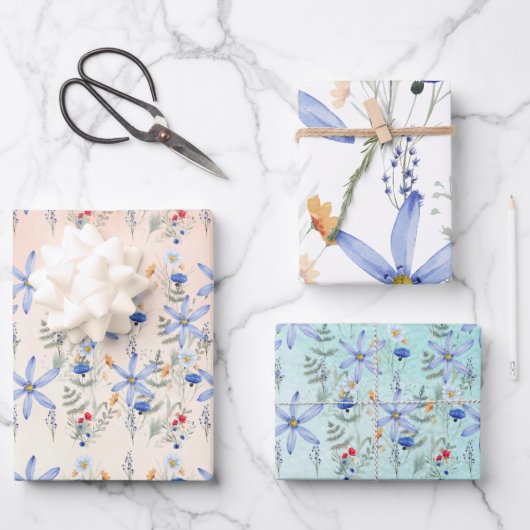 Romantic purple botanical wallpaper inpakpapier vel (Voorkant)