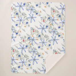 Romantic purple botanical wallpaper sherpa deken