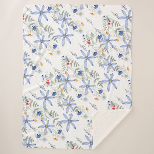 Romantic purple botanical wallpaper sherpa deken (Voorkant)