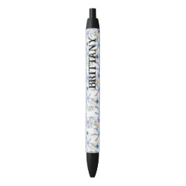 Romantic purple botanical wallpaper zwarte inkt pen