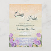 Romantic Purple Floral Beach Sunset Wedding Invite Briefkaart (Voorkant)