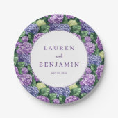 Romantic Purple Floral Hydrangea Papieren Bordje (Voorkant)