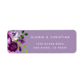 Romantic Purple Floral Return Address Label (Voorkant)