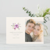 Romantic Purple Floral Save The Date (Staand voorkant)