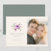 Romantic Purple Floral Save The Date (Voorkant / Achterkant)