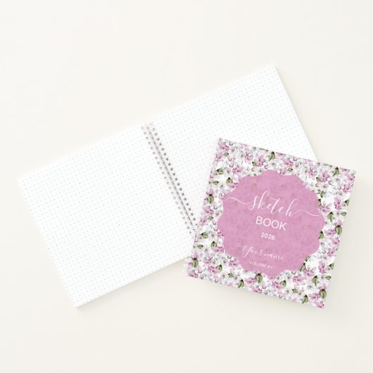 Romantic Purple Floral Sketchbook Notitieboek (Binnen)