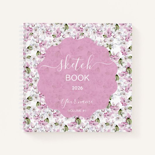 Romantic Purple Floral Sketchbook Notitieboek (Voorkant)