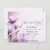 Romantic Purple Floral Wedding Photo Save the Date (Voorkant)