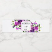 Romantic Purple Floral Wedding Wine Label Waterfles Etiket (Enkel label)
