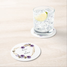 Romantic purple flower bouquet abstract background ronde kartonnen onderzetter