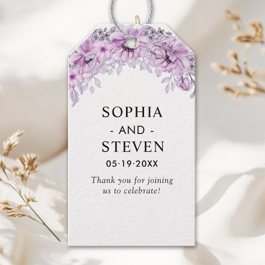 Romantic Purple Flowers - Floral Wedding Celebrati Cadeaulabel