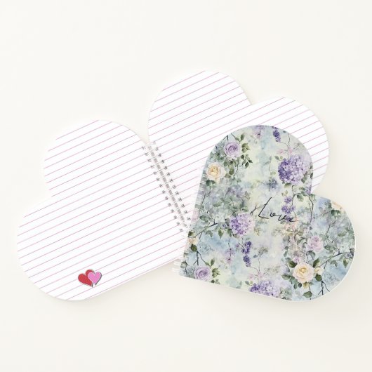 Romantic Purple Lavender Cream Floral Notitieboek (Binnen)