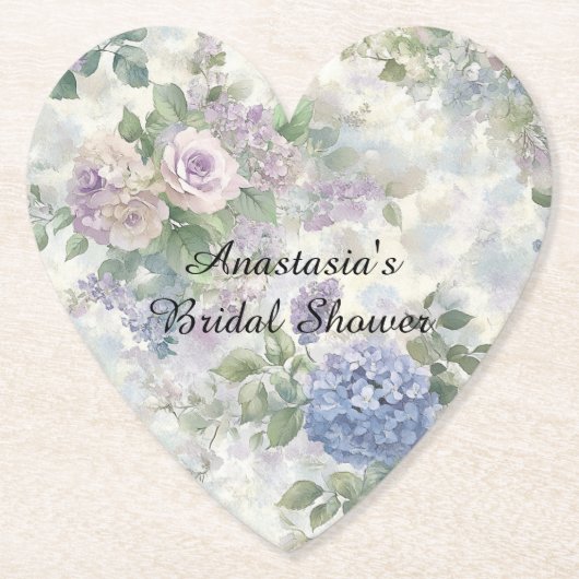 Romantic Purple Pink Flowers Bridal Shower Kartonnen Onderzetters (Voorkant)