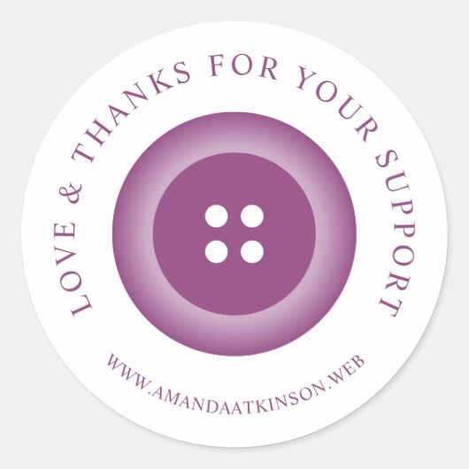 Romantic Purple Shades Button Love & Thanks Ronde Sticker (Voorkant)