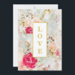 *~ Romantic  QR AR26 RSVP Floral Wedding Kaart<br><div class="desc">* Energetisch Uitnodiging tot weddenschappen. RSVP QR-code. Het gouden woord LOVE bevindt zich in een gouden, verticaal Lijst. => (zoekid AR AR26 voor vergelijkbare design) <= Door op de trouwwebsite een QR-code voor RSVP te gebruiken en alternatieve RSVP-instructies voor gasten met verschillende technische vaardigheden op te nemen, is dit ontwerp...</div>