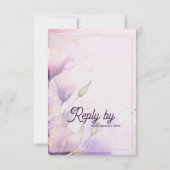 Romantic QR Code Lavender Gold Floral Wedding  RSVP Kaartje (Voorkant)