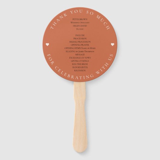 Romantic Quote leidt tot terracotta Wedding Progra Handwaaier (Achterkant)