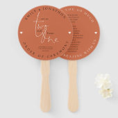 Romantic Quote leidt tot terracotta Wedding Progra Handwaaier (Voorkant en achterkant)