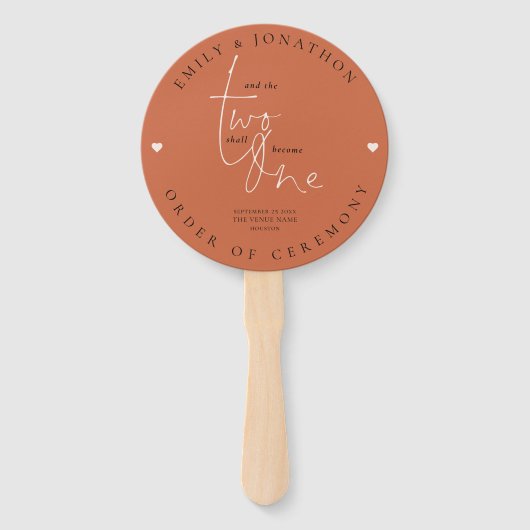 Romantic Quote leidt tot terracotta Wedding Progra Handwaaier (Voorkant)