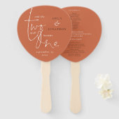Romantic Quote Terracotta Script Wedding Programme Handwaaier (Voorkant en achterkant)
