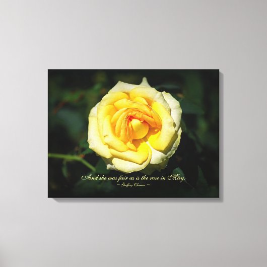 Romantic Quote Yellow English Roos Canvas Afdruk (Voorkant)