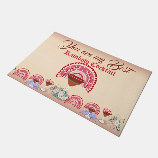 Romantic Rainbow Cocktail Valentijn Hartelijk dank Deurmat (Schuin)