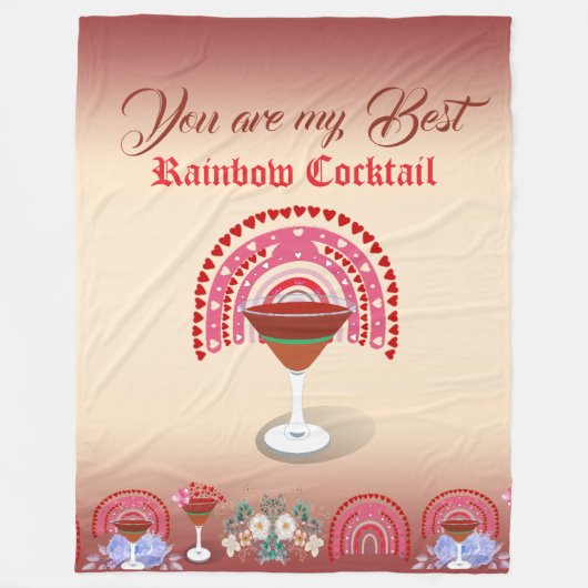 Romantic Rainbow Cocktail Valentijn Hartelijk dank Fleece Deken (Voorkant)
