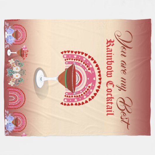 Romantic Rainbow Cocktail Valentijn Hartelijk dank Fleece Deken (Voorkant (Horizontaal))