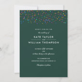 Romantic Rainbow Confetti Emerald Photo Weddenscha Kaart (Voorkant)