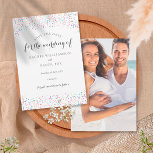 Romantic Rainbow Confetti Foto Save The Date
