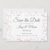 Romantic Rainbow Confetti Save the Date Kaart (Voorkant)
