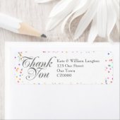 Romantic Rainbow Confetti Wedding Dank je Etiket (Insitu)