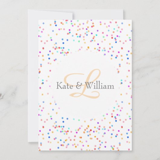 Romantic Rainbow Confetti Wedding Invitation Kaart (Achterkant)