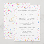 Romantic Rainbow Confetti Wedding Invitation Kaart (Voorkant / Achterkant)